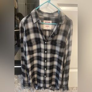 black and white plaid button down
